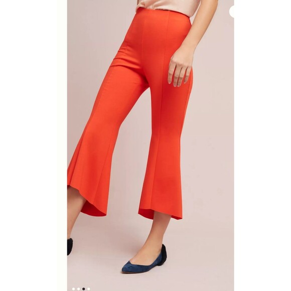 Women's Postmark Anthropologie Holiday Flared Pull On Pants Orange 4 - Picture 2 of 11